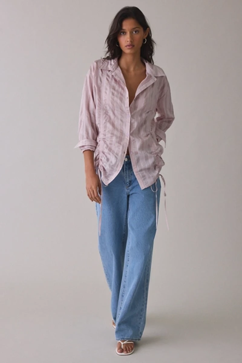 Muse Assembly Lia Ruched Button-Down Shirt