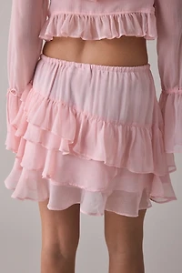 Muse Assembly Ivy Asymmetric Tiered Ruffle Mini Skirt