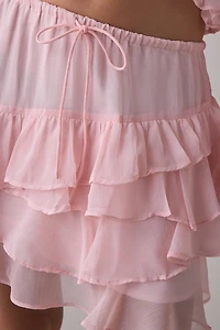 Muse Assembly Ivy Asymmetric Tiered Ruffle Mini Skirt
