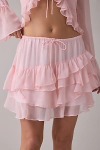 Muse Assembly Ivy Asymmetric Tiered Ruffle Mini Skirt
