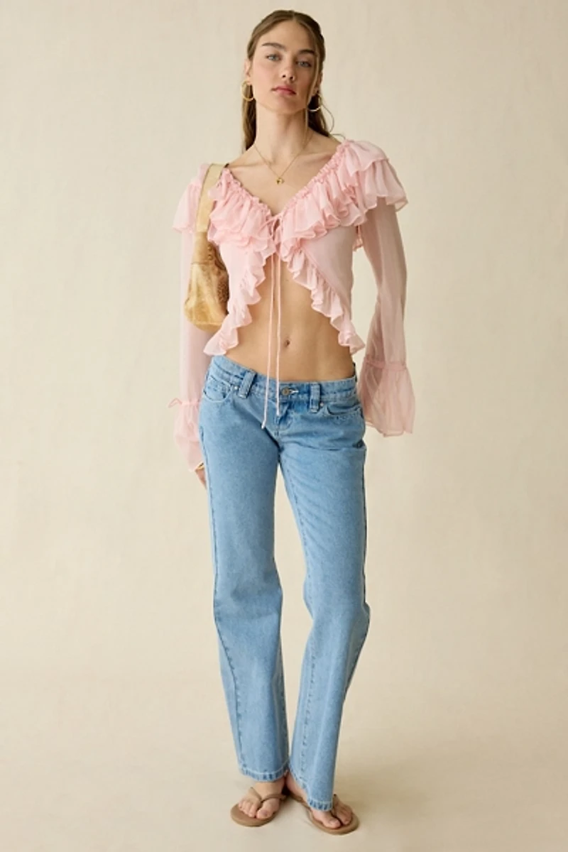 Muse Assembly Ivy Ruffle Flyaway Bell Sleeve Blouse