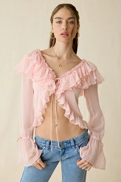Muse Assembly Ivy Ruffle Flyaway Bell Sleeve Blouse