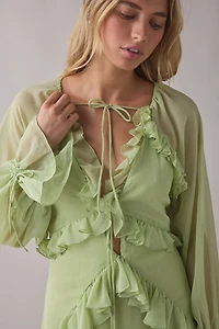 Muse Assembly Chloe Tiered Ruffle Long Sleeve Mini Dress