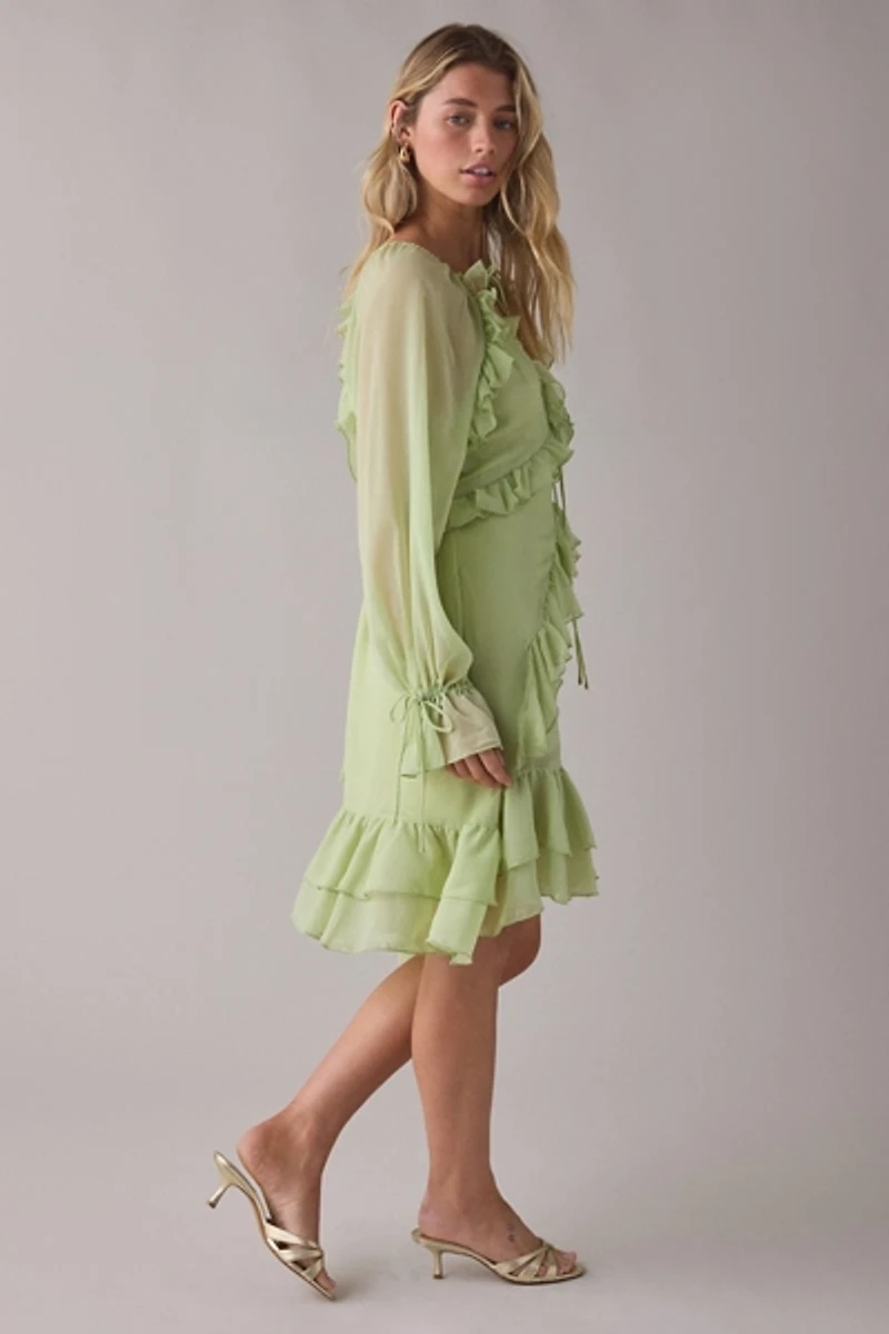 Muse Assembly Chloe Tiered Ruffle Long Sleeve Mini Dress