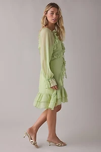 Muse Assembly Chloe Tiered Ruffle Long Sleeve Mini Dress