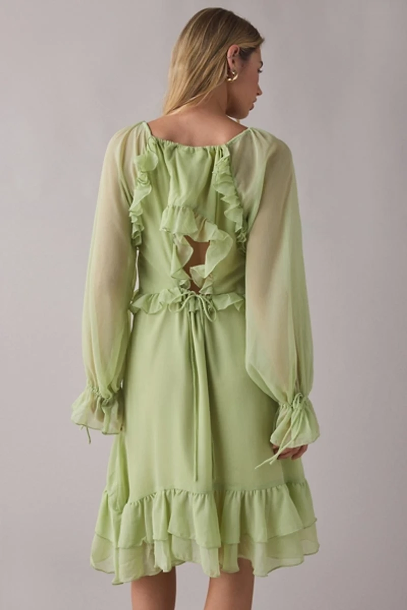 Muse Assembly Chloe Tiered Ruffle Long Sleeve Mini Dress