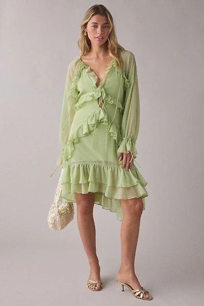 Muse Assembly Chloe Tiered Ruffle Long Sleeve Mini Dress