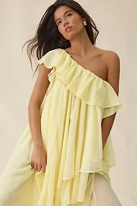 Muse Assembly Lina Asymmetric Tiered One-Shoulder Maxi Dress