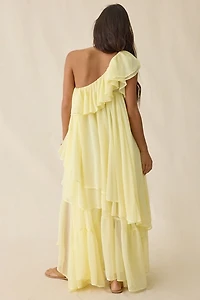 Muse Assembly Lina Asymmetric Tiered One-Shoulder Maxi Dress