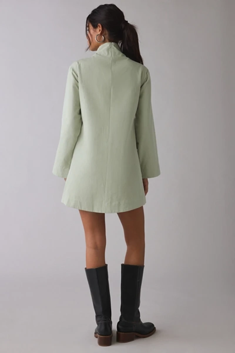 Ghospell Finna Eyelet Lace-Up Long Sleeve Mini Dress