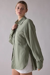 Ghospell Koa Striped Oversized Button-Down Shirt