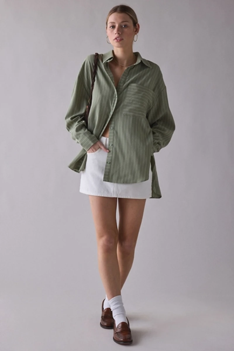 Ghospell Koa Striped Oversized Button-Down Shirt