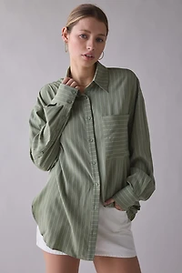 Ghospell Koa Striped Oversized Button-Down Shirt