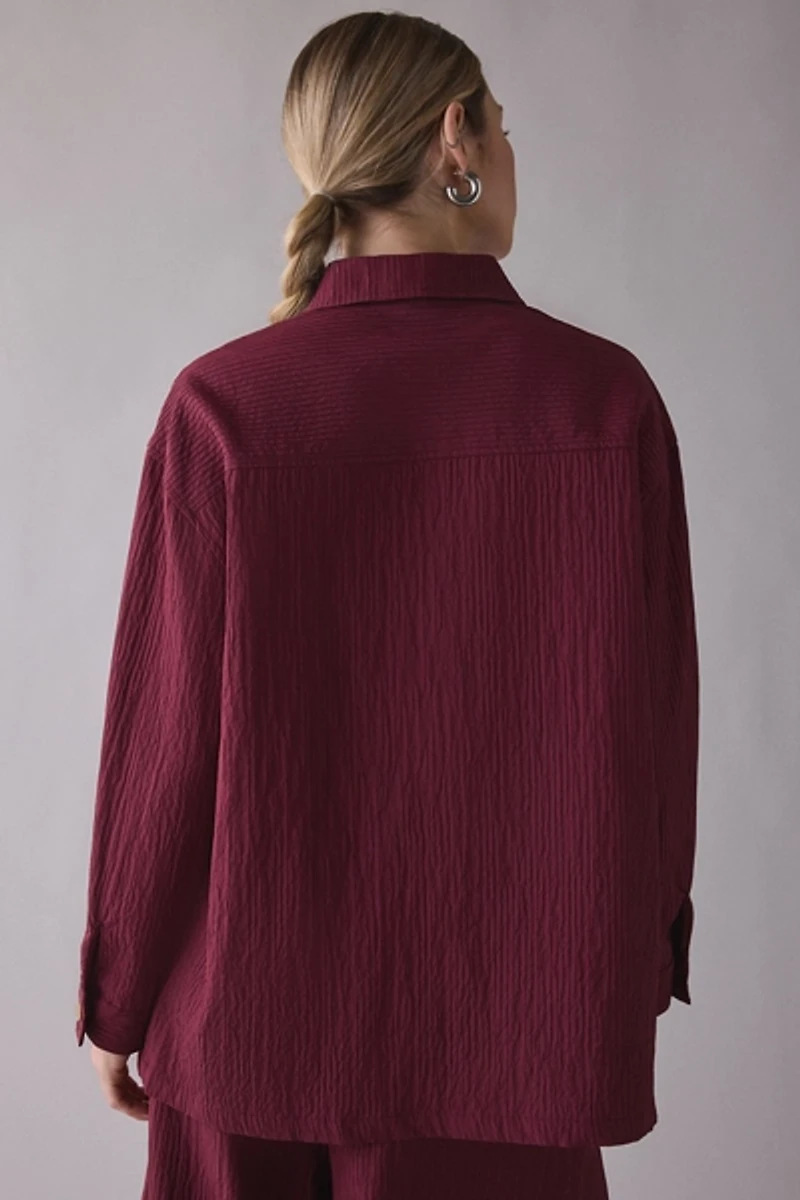 Ghospell Kiraz Pleated Oversized Button-Down Shirt