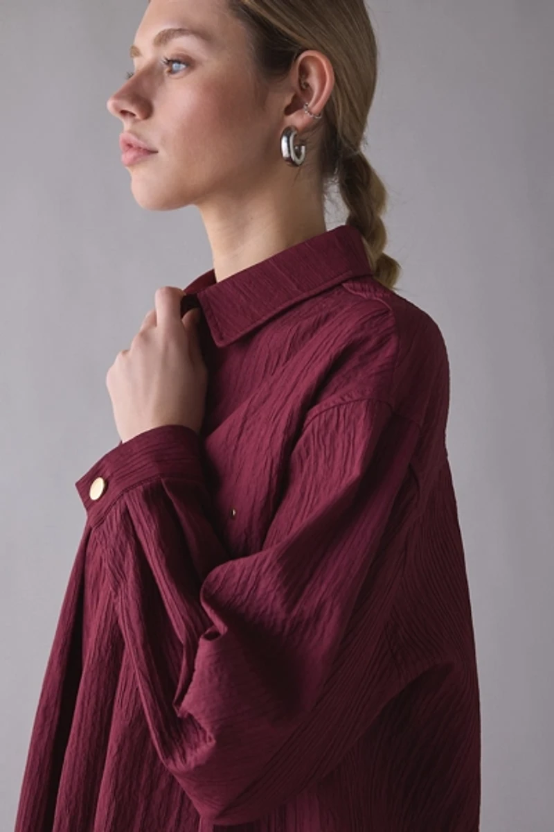 Ghospell Kiraz Pleated Oversized Button-Down Shirt