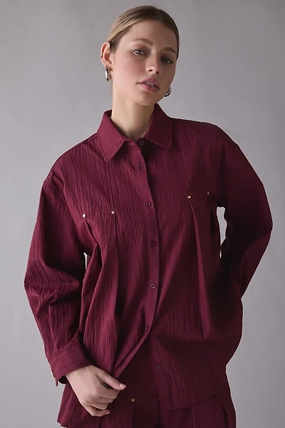 Ghospell Kiraz Pleated Oversized Button-Down Shirt