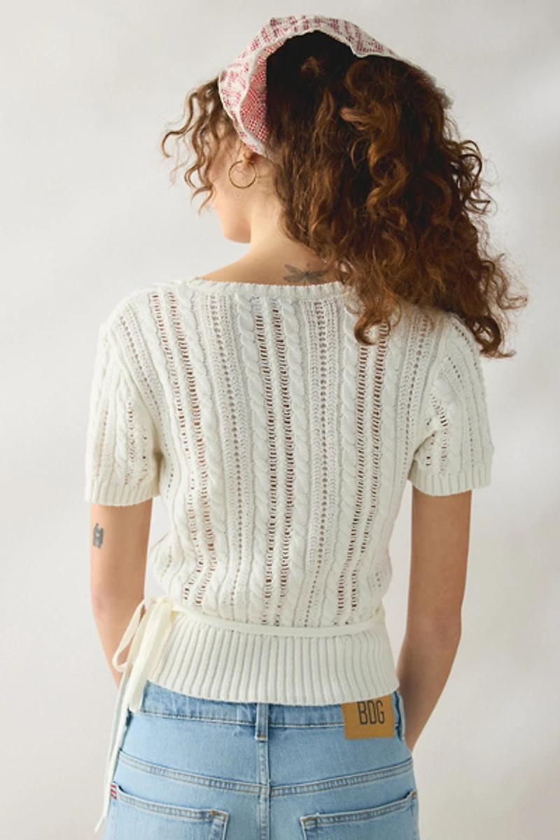 Kimchi Blue Gracyn Short Sleeve Wrap Cardigan