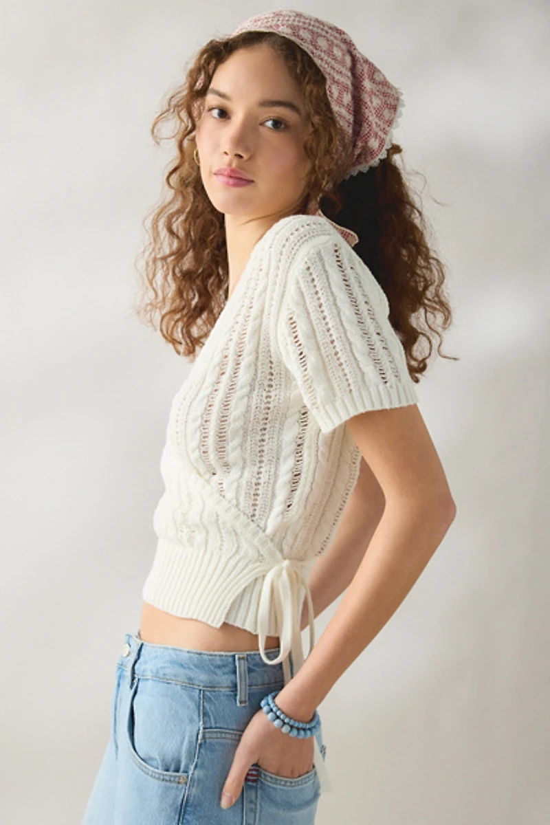 Kimchi Blue Gracyn Short Sleeve Wrap Cardigan