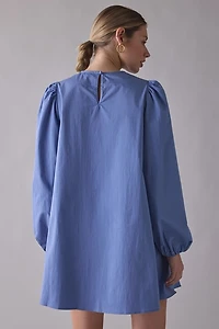 Ghospell Helosia Asymmetric Ruched Tie Long Sleeve Mini Dress