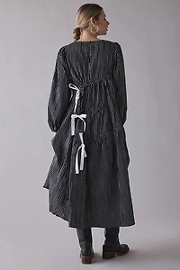 Ghospell Prisha Asymmetric Tie-Front Long Sleeve Midi Dress