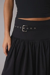 Ghospell Lena Drop Waist Belted Midi Skirt