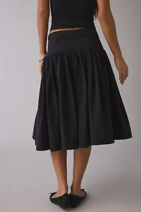 Ghospell Lena Drop Waist Belted Midi Skirt