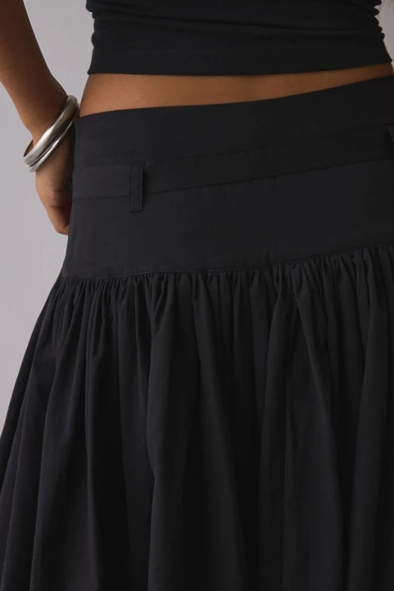Ghospell Lena Drop Waist Belted Midi Skirt