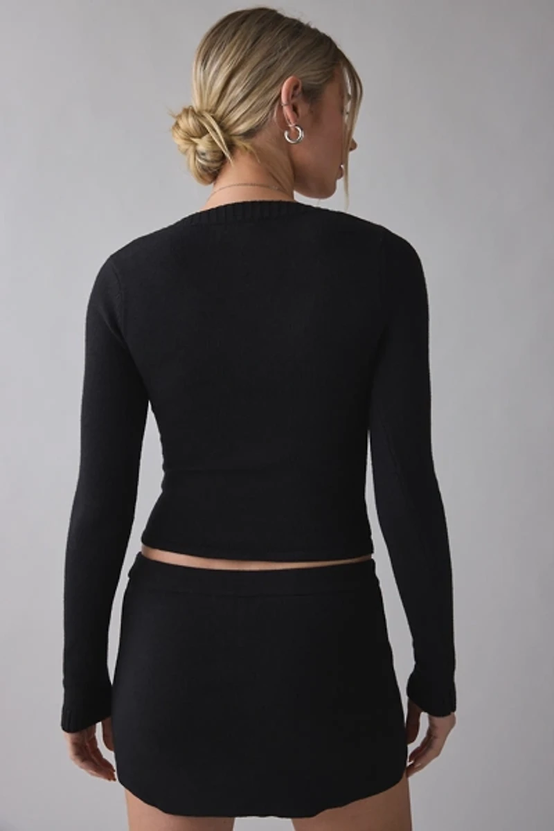 Frankies Bikinis Kit Cloud Knit V-Neck Cropped Sweater