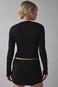 Frankies Bikinis Kit Cloud Knit V-Neck Cropped Sweater