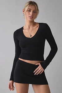 Frankies Bikinis Kit Cloud Knit V-Neck Cropped Sweater