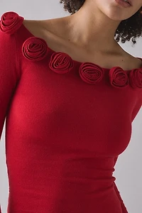 Frankies Bikinis Rose Boatneck Long Sleeve Top