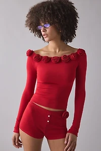 Frankies Bikinis Bradley Rose Knit Booty Short