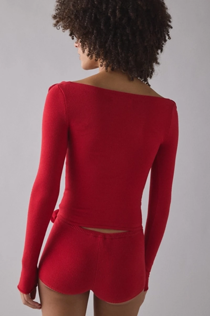 Frankies Bikinis Bradley Rose Knit Booty Short