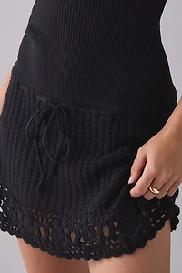 Frankies Bikinis Kaia Crochet Trim Knit Mini Dress