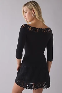 Frankies Bikinis Kaia Crochet Trim Knit Mini Dress