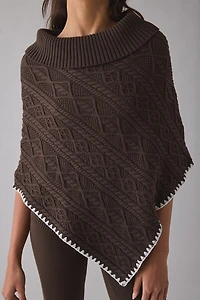 Frankies Bikinis Windswept Cable Knit Poncho Sweater