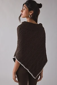 Frankies Bikinis Windswept Cable Knit Poncho Sweater