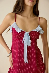 Frankies Bikinis Picnic Hour Ruffle Polka Dot Mini Dress