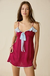 Frankies Bikinis Picnic Hour Ruffle Polka Dot Mini Dress