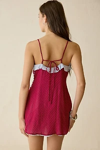 Frankies Bikinis Picnic Hour Ruffle Polka Dot Mini Dress