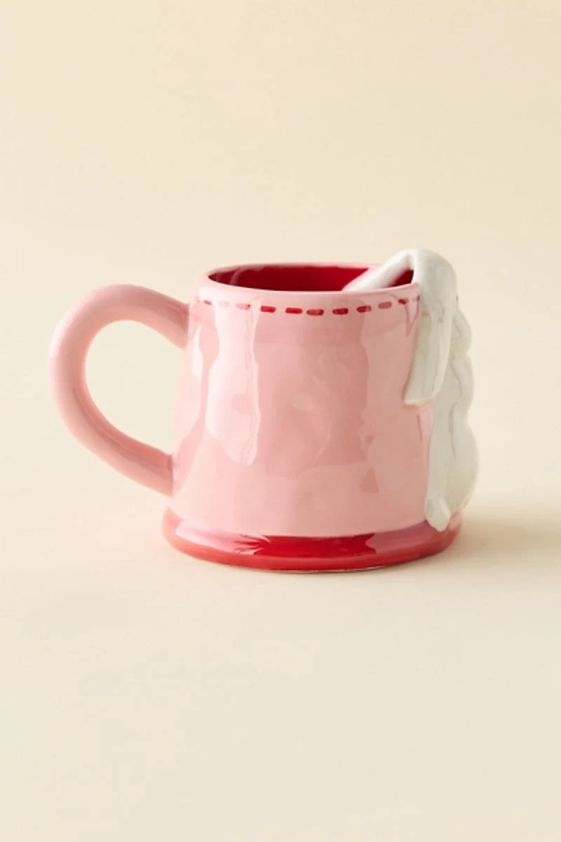 Strawberry Bunny Sculpted Ceramic Mug