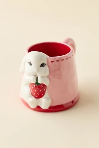 Strawberry Bunny Sculpted Ceramic Mug