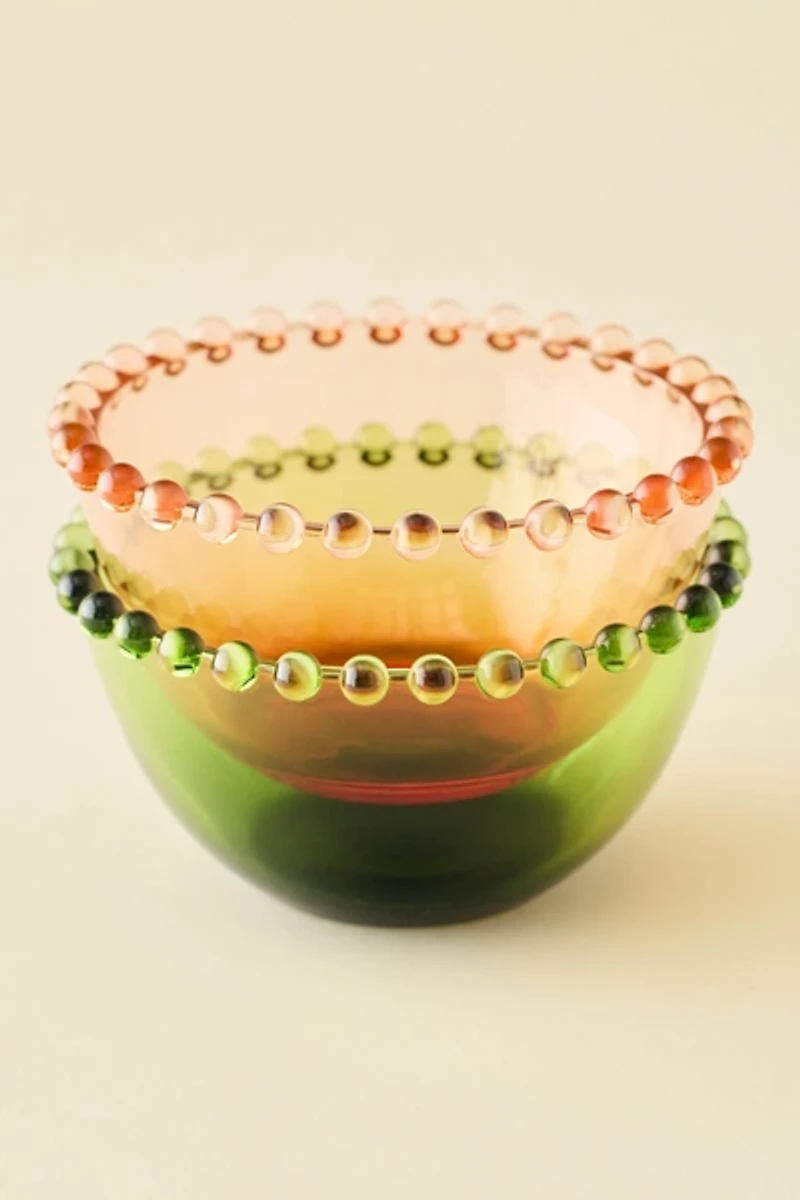 Beaded Edge Tinted Glass Cereal Bowl