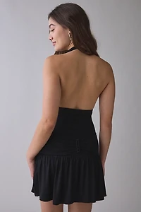 Frankies Bikinis Bowery Plunging Cowl Halter Mini Dress