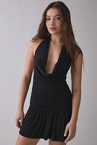 Frankies Bikinis Bowery Plunging Cowl Halter Mini Dress