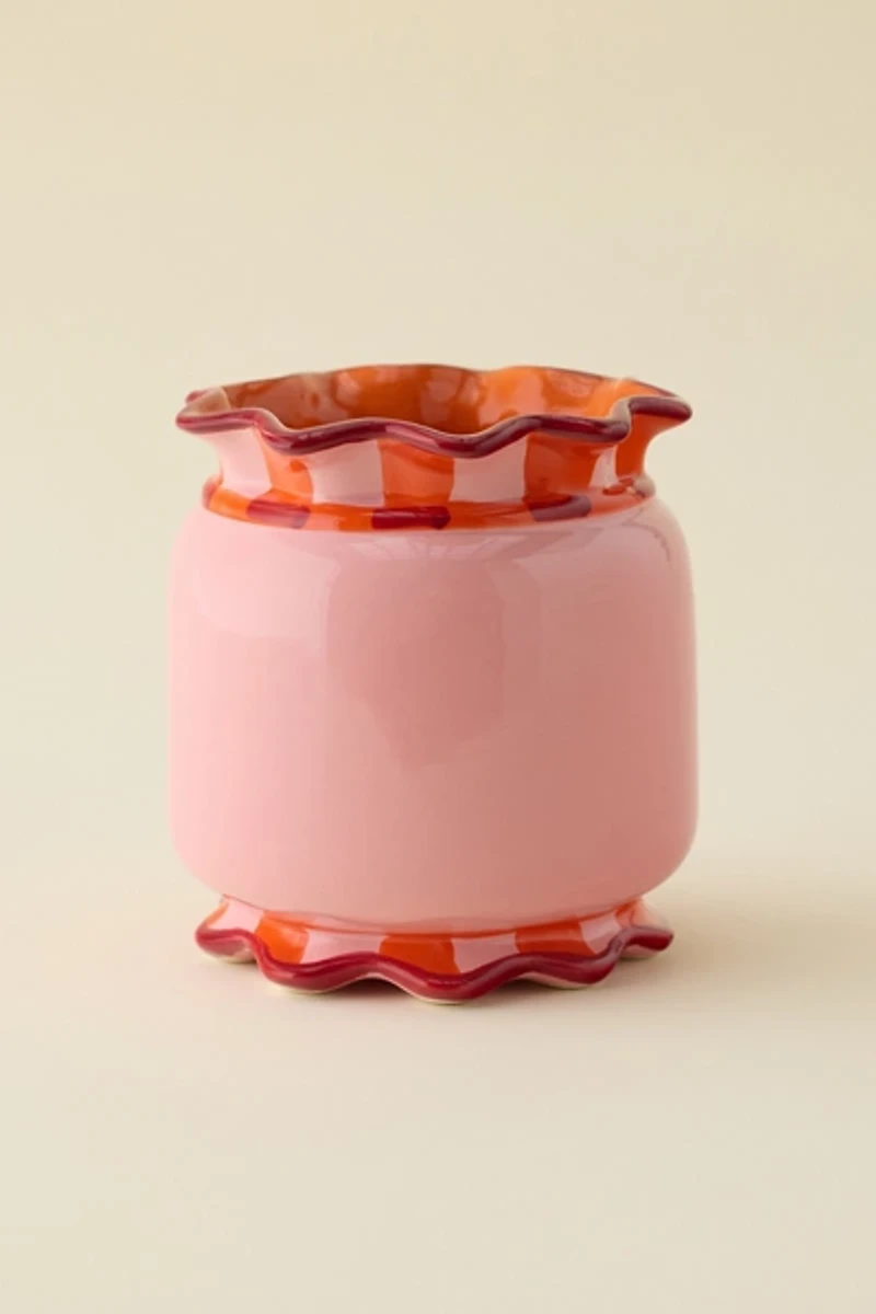 Wavy Striped Ceramic Utensil Holder