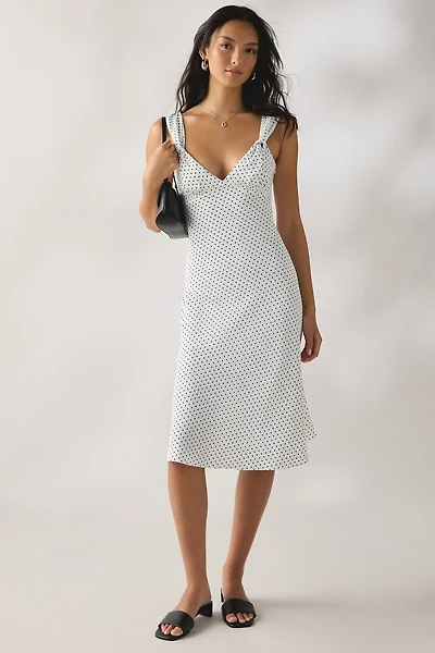 Frankies Bikinis Aura Polka Dot Satin Midi Dress