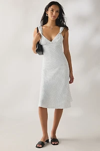 Frankies Bikinis Aura Polka Dot Satin Midi Dress