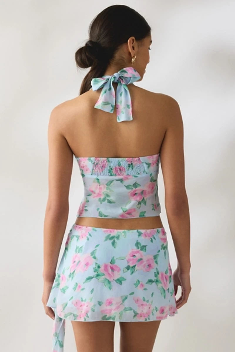 Frankies Bikinis Maribel Watercolor Floral Halter Top