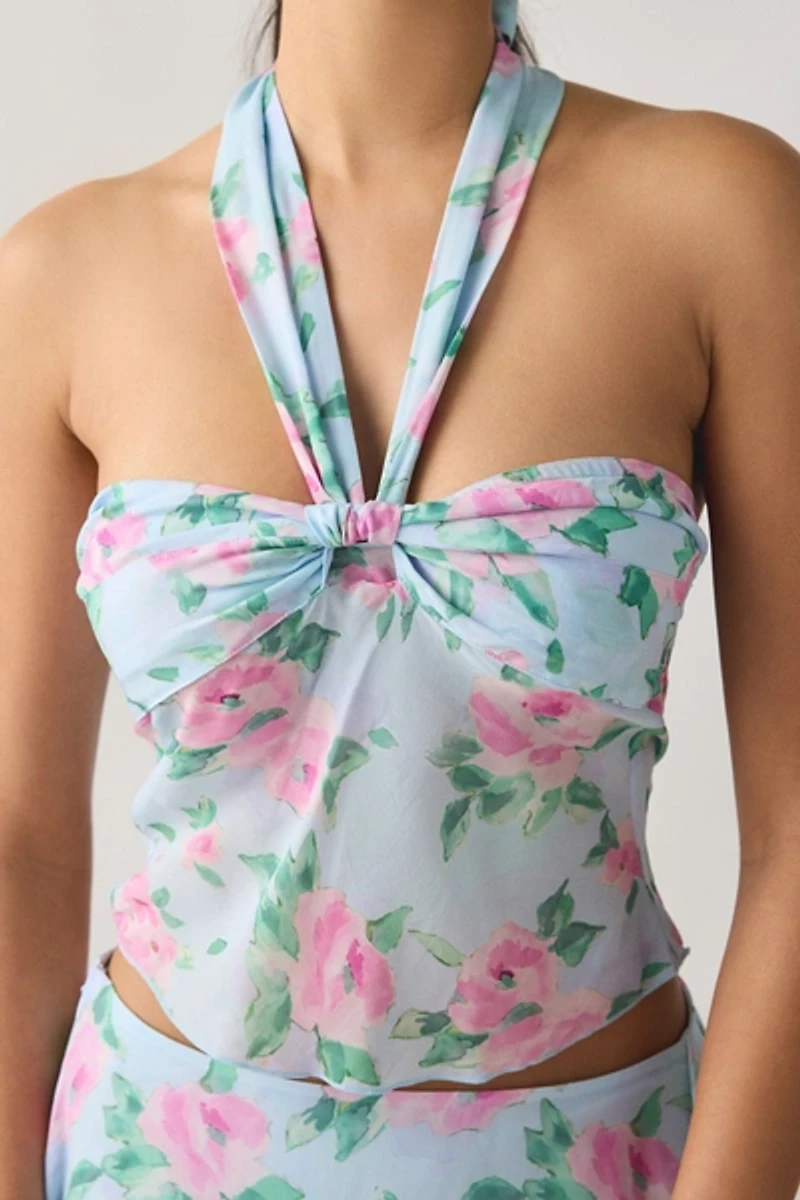 Frankies Bikinis Maribel Watercolor Floral Halter Top